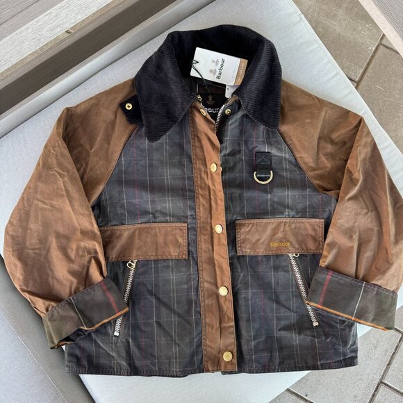 NWT Barbour Premium Cotton Waxed Jacket Brown Tan Green Plaid 6 - Picture 13 of 16